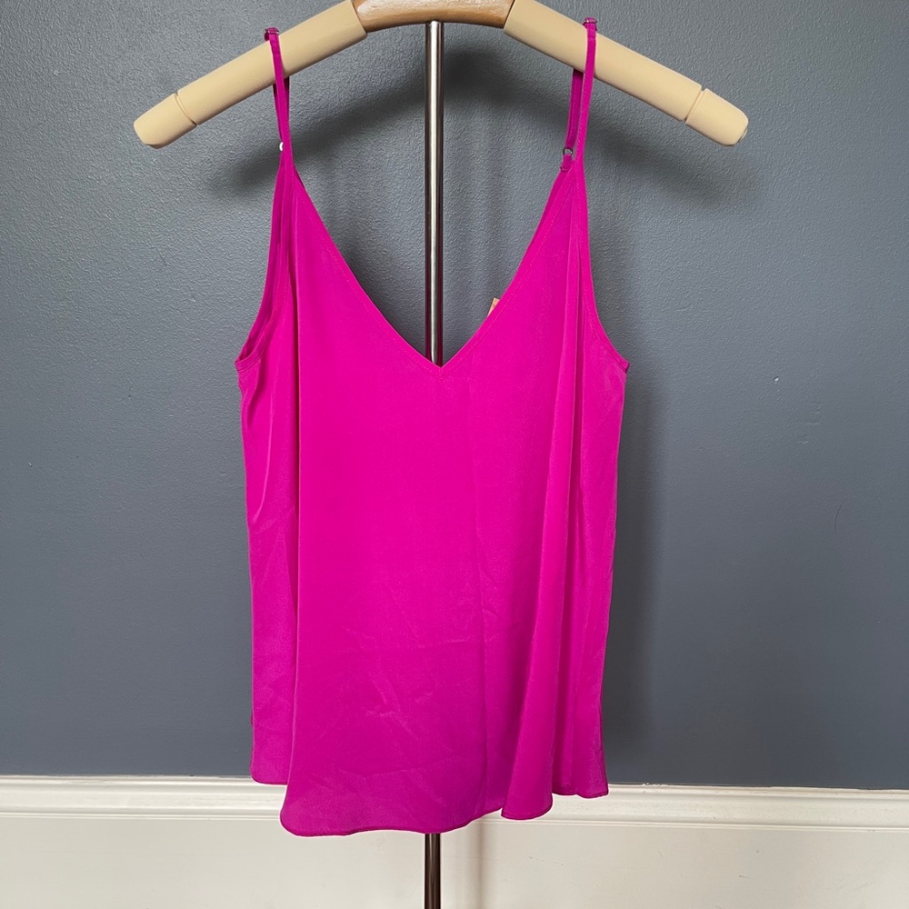 Rory Beca fuchsia spaghetti strap silk tank